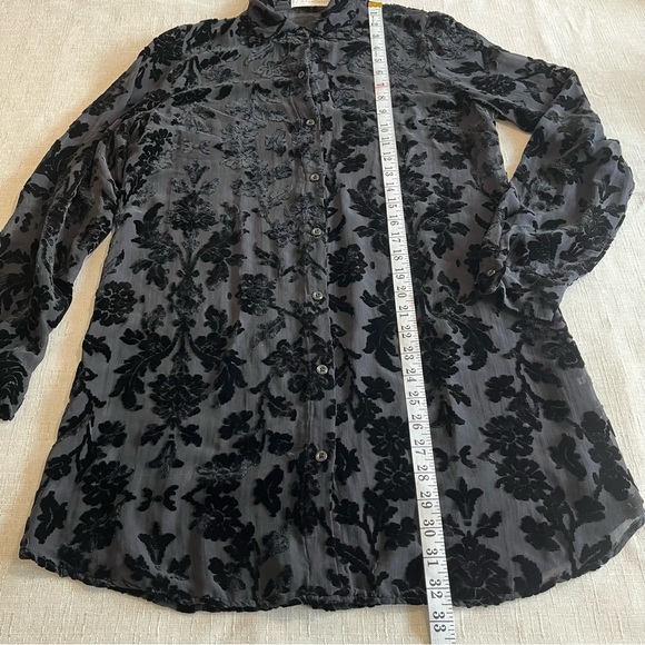 Johnny Was 4 Love & Liberty Floral Adela Silk Blend Velvet Burnout Shirt Tunic - Picture 14 of 16